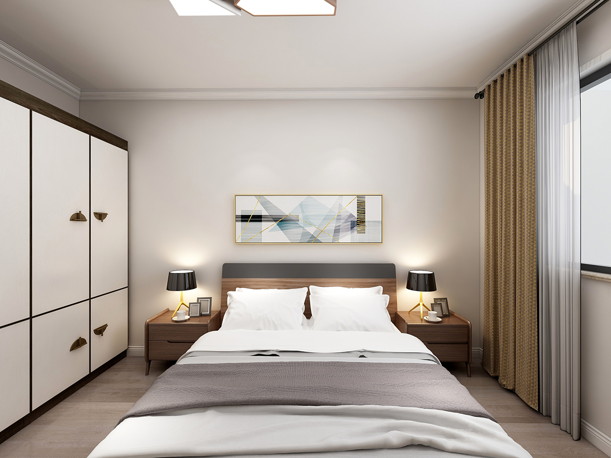 卧室的空间也是功能明确，宽敞的房间配上一米八的大床，让房间尽显舒适感。
